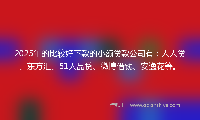 2025年的比较好下款的小额贷款公司有：人人贷、东方汇、51人品贷、微博借钱、安逸花等。