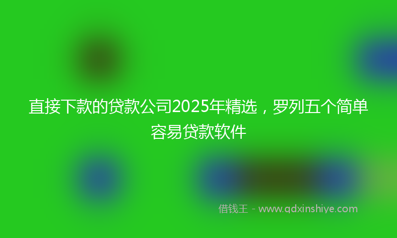 直接下款的贷款公司2025年精选，罗列五个简单容易贷款软件