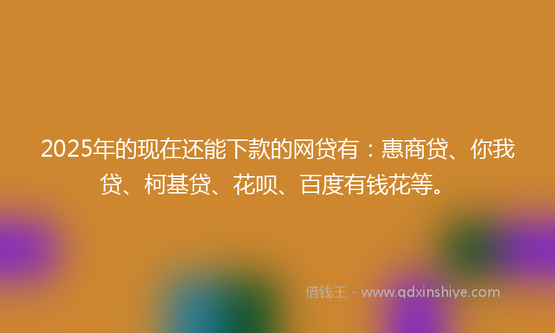2025年的现在还能下款的网贷有:惠商贷、你我贷、柯基贷、花呗、百度有钱花等。