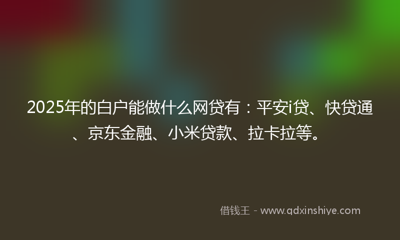 2025年的白户能做什么网贷有：平安i贷、快贷通、京东金融、小米贷款、拉卡拉等。