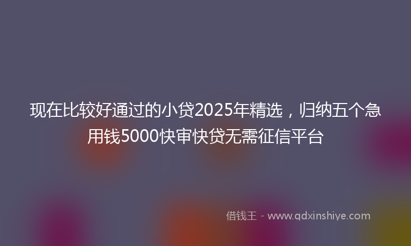 现在比较好通过的小贷2025年精选，归纳五个急用钱5000快审快贷无需征信平台