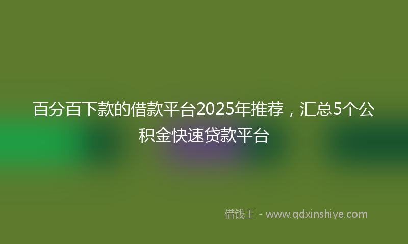 百分百下款的借款平台2025年推荐,汇总5个公积金快速贷款平台
