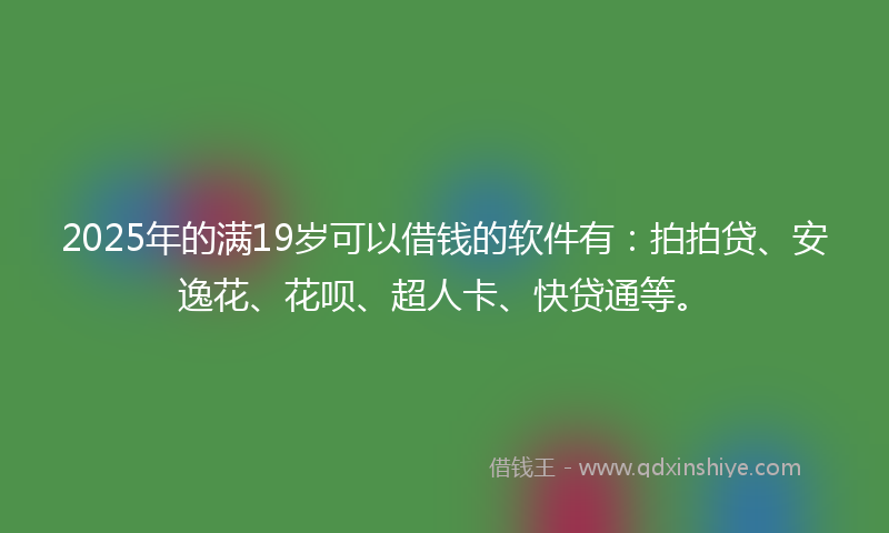 2025年的满19岁可以借钱的软件有：拍拍贷、安逸花、花呗、超人卡、快贷通等。