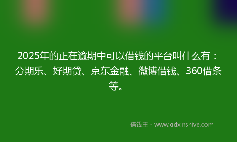 2025年的正在逾期中可以借钱的平台叫什么有：分期乐、好期贷、京东金融、微博借钱、360借条等。
