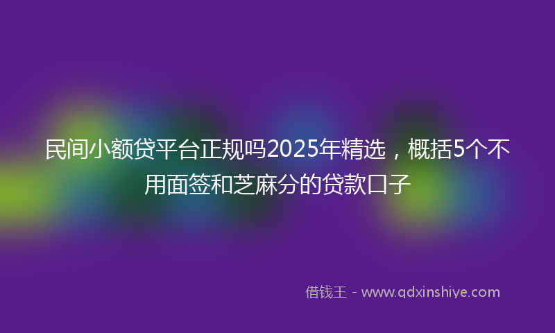 民间小额贷平台正规吗2025年精选，概括5个不用面签和芝麻分的贷款口子