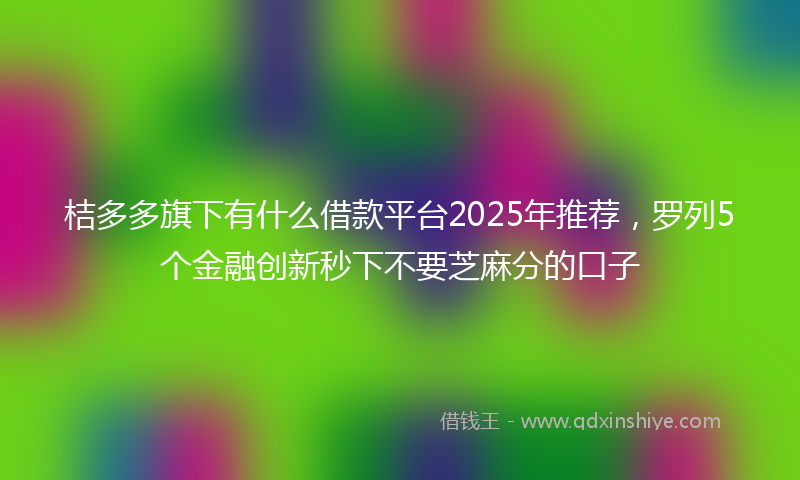 桔多多旗下有什么借款平台2025年推荐，罗列5个金融创新秒下不要芝麻分的口子