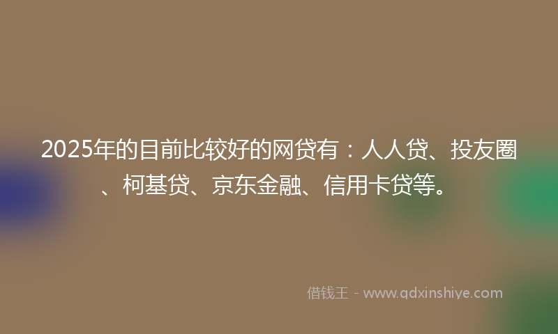 2025年的目前比较好的网贷有：人人贷、投友圈、柯基贷、京东金融、信用卡贷等。