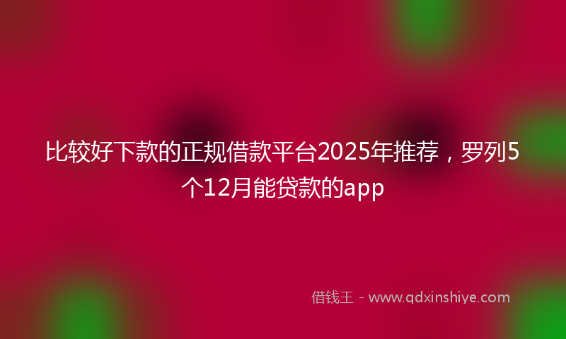 比较好下款的正规借款平台2025年推荐,罗列5个12月能贷款的app