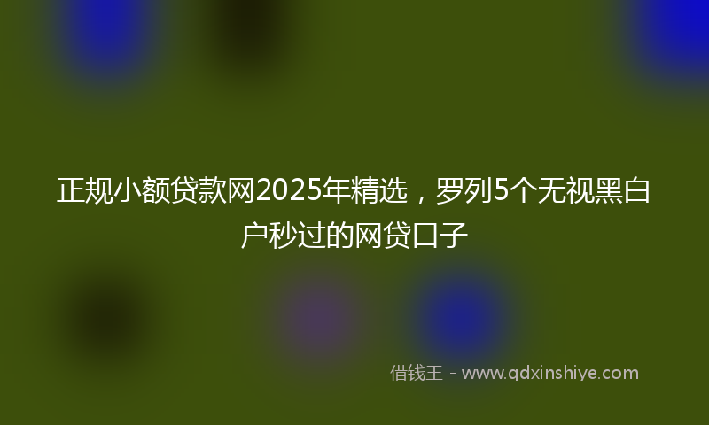 正规小额贷款网2025年精选,罗列5个无视黑白户秒过的网贷口子