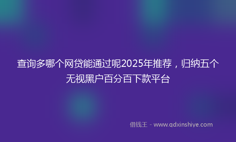 查询多哪个网贷能通过呢2025年推荐，归纳五个无视黑户百分百下款平台