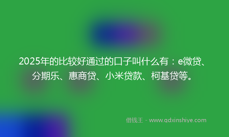 2025年的比较好通过的口子叫什么有：e微贷、分期乐、惠商贷、小米贷款、柯基贷等。