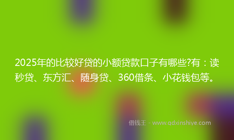 2025年的比较好贷的小额贷款口子有哪些?有：读秒贷、东方汇、随身贷、360借条、小花钱包等。
