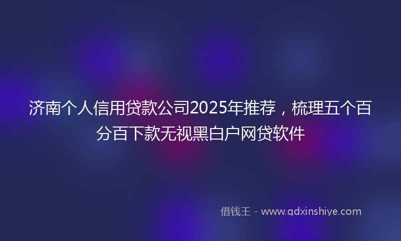 济南个人信用贷款公司2025年推荐，梳理五个百分百下款无视黑白户网贷软件