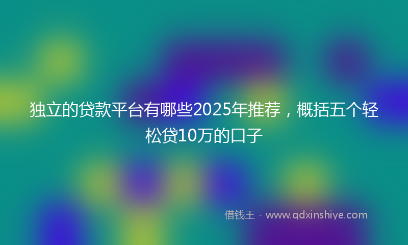 独立的贷款平台有哪些2025年推荐，概括五个轻松贷10万的口子