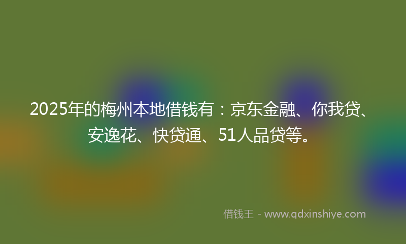 2025年的梅州本地借钱有：京东金融、你我贷、安逸花、快贷通、51人品贷等。