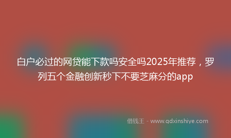 白户必过的网贷能下款吗安全吗2025年推荐，罗列五个金融创新秒下不要芝麻分的app