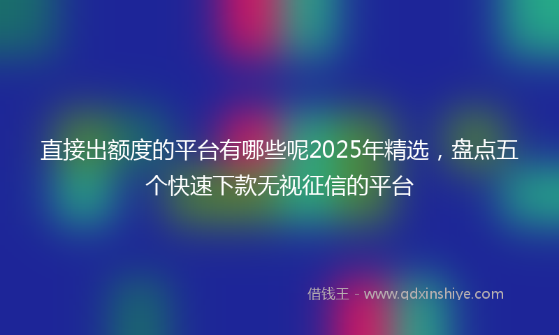 直接出额度的平台有哪些呢2025年精选，盘点五个快速下款无视征信的平台