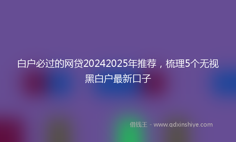 白户必过的网贷20242025年推荐，梳理5个无视黑白户最新口子
