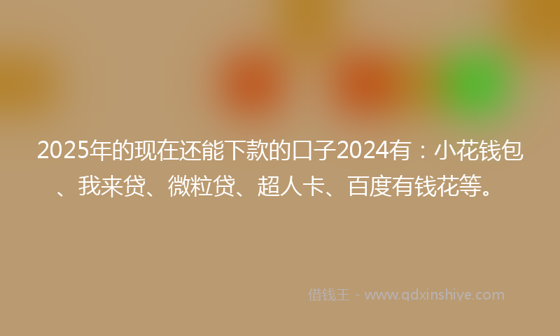 2025年的现在还能下款的口子2024有：小花钱包、我来贷、微粒贷、超人卡、百度有钱花等。