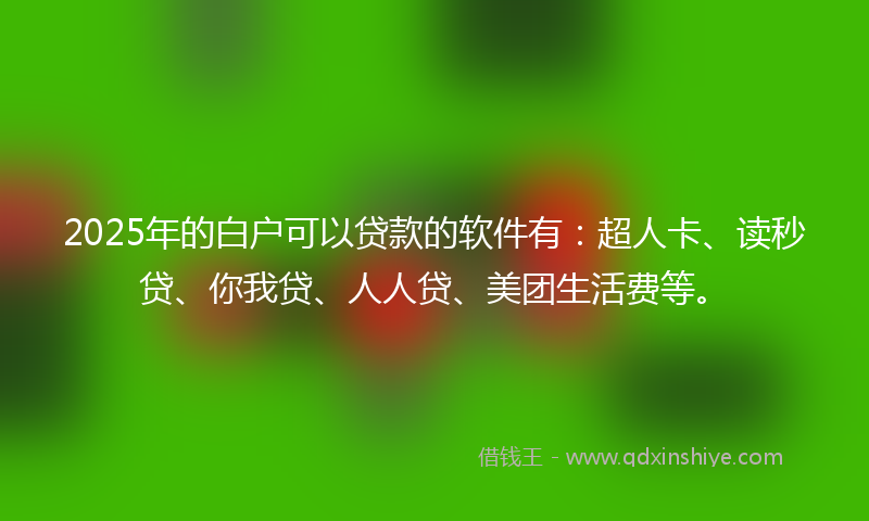 2025年的白户可以贷款的软件有：超人卡、读秒贷、你我贷、人人贷、美团生活费等。