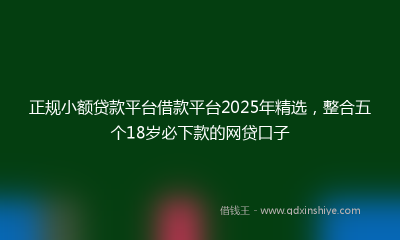 正规小额贷款平台借款平台2025年精选，整合五个18岁必下款的网贷口子