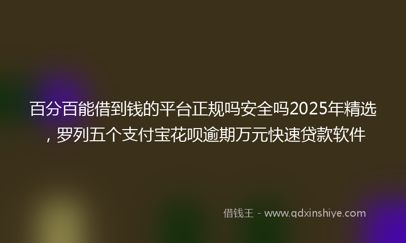 百分百能借到钱的平台正规吗安全吗2025年精选，罗列五个支付宝花呗逾期万元快速贷款软件