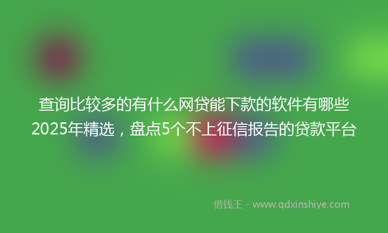 查询比较多的有什么网贷能下款的软件有哪些2025年精选，盘点5个不上征信报告的贷款平台