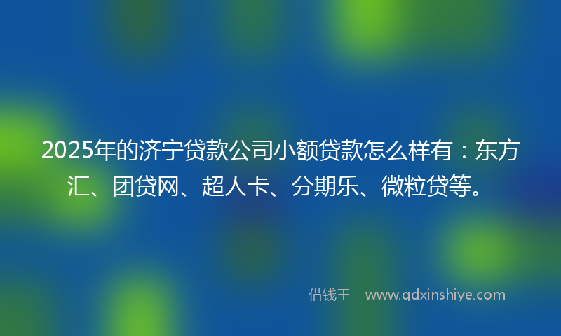2025年的济宁贷款公司小额贷款怎么样有：东方汇、团贷网、超人卡、分期乐、微粒贷等。