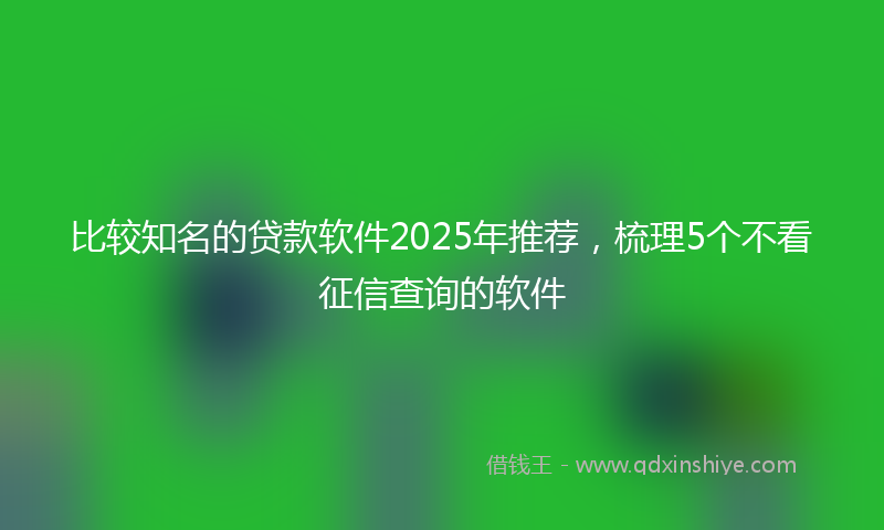 比较知名的贷款软件2025年推荐，梳理5个不看征信查询的软件