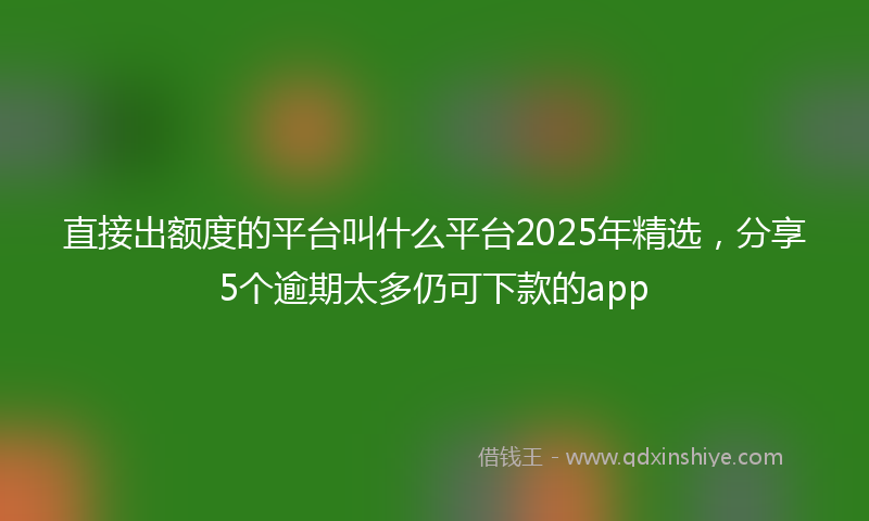 直接出额度的平台叫什么平台2025年精选，分享5个逾期太多仍可下款的app