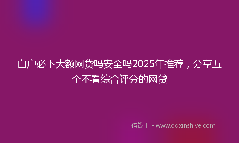 白户必下大额网贷吗安全吗2025年推荐，分享五个不看综合评分的网贷