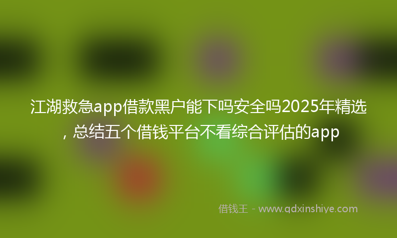 江湖救急app借款黑户能下吗安全吗2025年精选，总结五个借钱平台不看综合评估的app