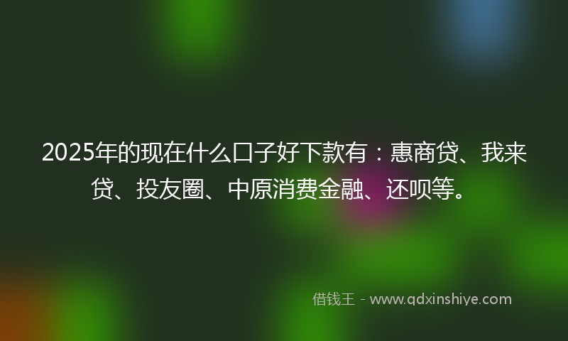 2025年的现在什么口子好下款有：惠商贷、我来贷、投友圈、中原消费金融、还呗等。