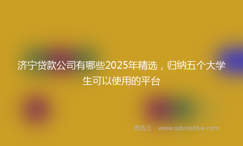 济宁贷款公司有哪些2025年精选，归纳五个大学生可以使用的平台