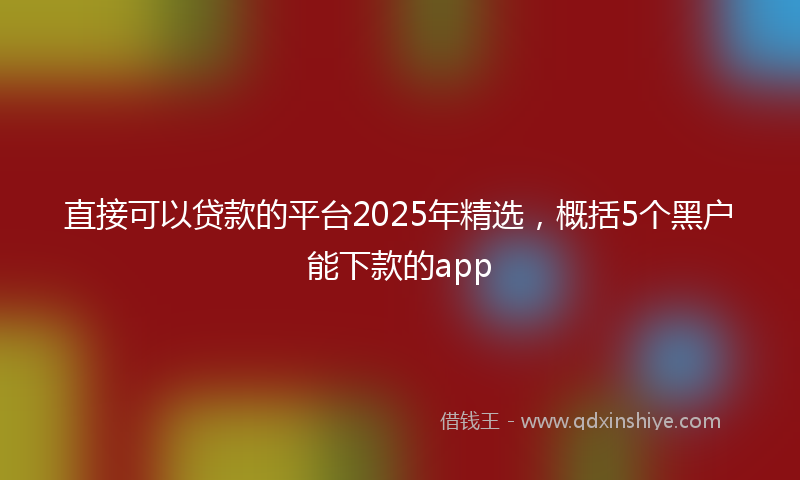 直接可以贷款的平台2025年精选，概括5个黑户能下款的app