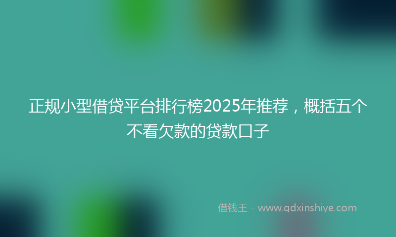 正规小型借贷平台排行榜2025年推荐，概括五个不看欠款的贷款口子