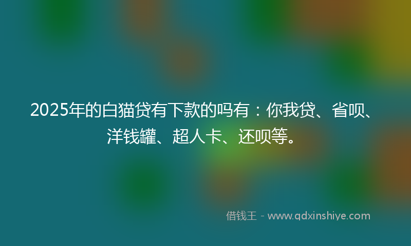 2025年的白猫贷有下款的吗有：你我贷、省呗、洋钱罐、超人卡、还呗等。