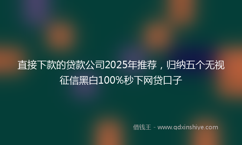 直接下款的贷款公司2025年推荐，归纳五个无视征信黑白100%秒下网贷口子