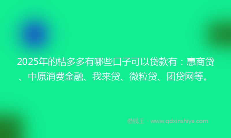 2025年的桔多多有哪些口子可以贷款有：惠商贷、中原消费金融、我来贷、微粒贷、团贷网等。