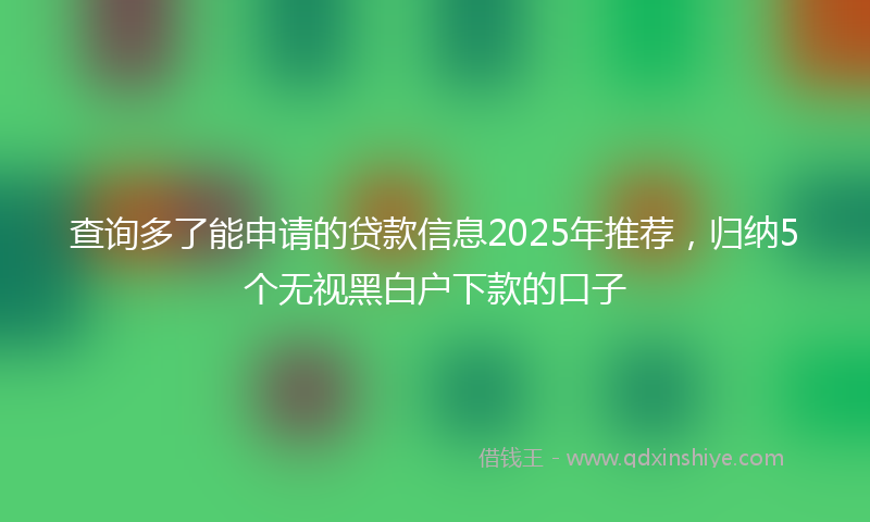 查询多了能申请的贷款信息2025年推荐，归纳5个无视黑白户下款的口子