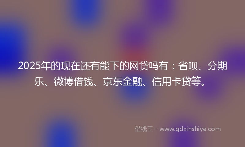 2025年的现在还有能下的网贷吗有：省呗、分期乐、微博借钱、京东金融、信用卡贷等。