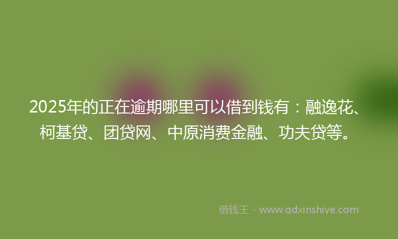 2025年的正在逾期哪里可以借到钱有：融逸花、柯基贷、团贷网、中原消费金融、功夫贷等。