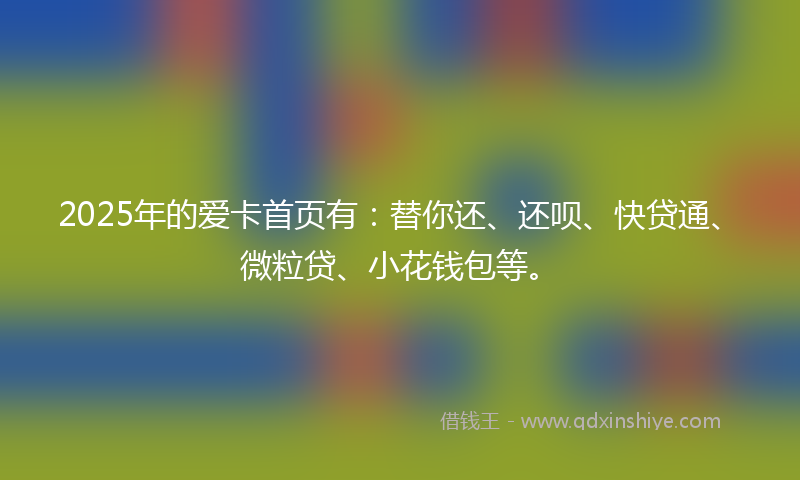 2025年的爱卡首页有：替你还、还呗、快贷通、微粒贷、小花钱包等。