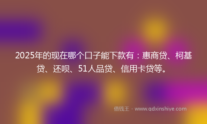 2025年的现在哪个口子能下款有:惠商贷、柯基贷、还呗、51人品贷、信用卡贷等。