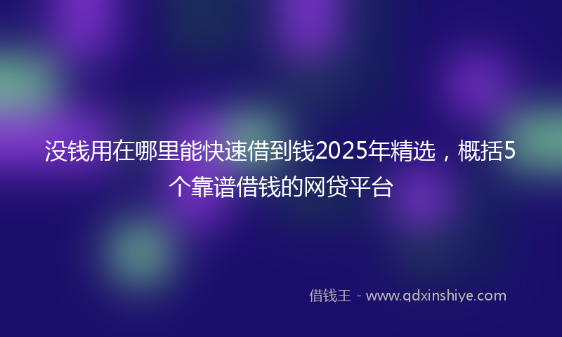 没钱用在哪里能快速借到钱2025年精选,概括5个靠谱借钱的网贷平台