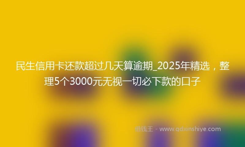 民生信用卡还款超过几天算逾期_2025年精选,整理5个3000元无视一切必下款的口子