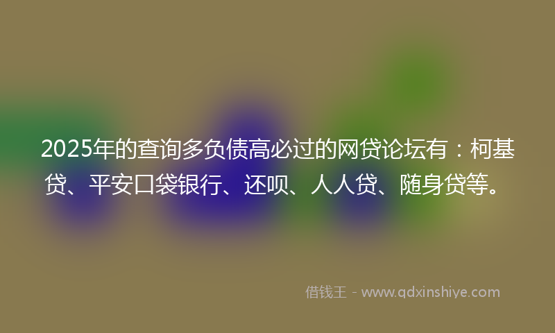 2025年的查询多负债高必过的网贷论坛有：柯基贷、平安口袋银行、还呗、人人贷、随身贷等。