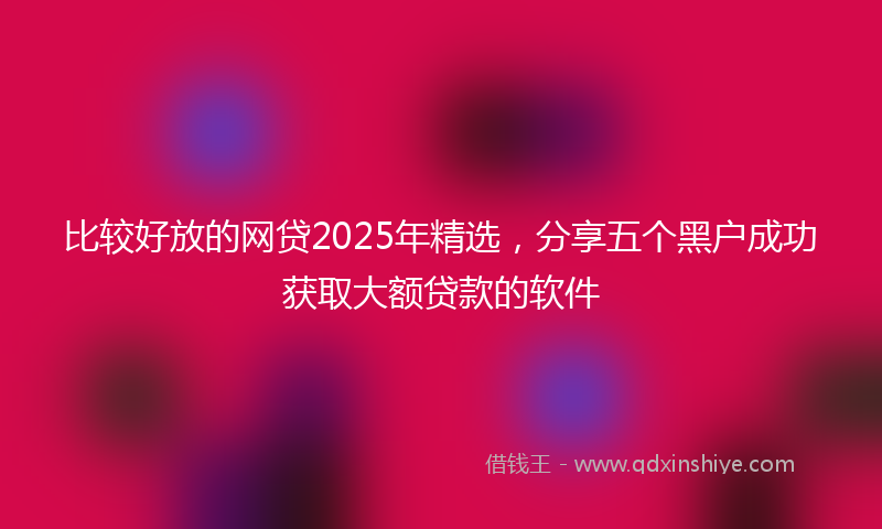 比较好放的网贷2025年精选，分享五个黑户成功获取大额贷款的软件