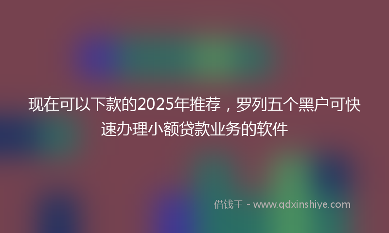 现在可以下款的2025年推荐，罗列五个黑户可快速办理小额贷款业务的软件