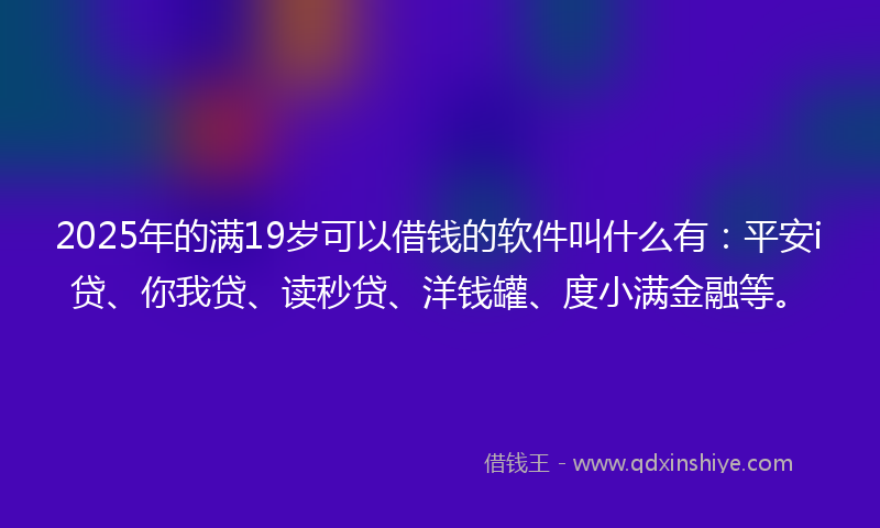 2025年的满19岁可以借钱的软件叫什么有：平安i贷、你我贷、读秒贷、洋钱罐、度小满金融等。